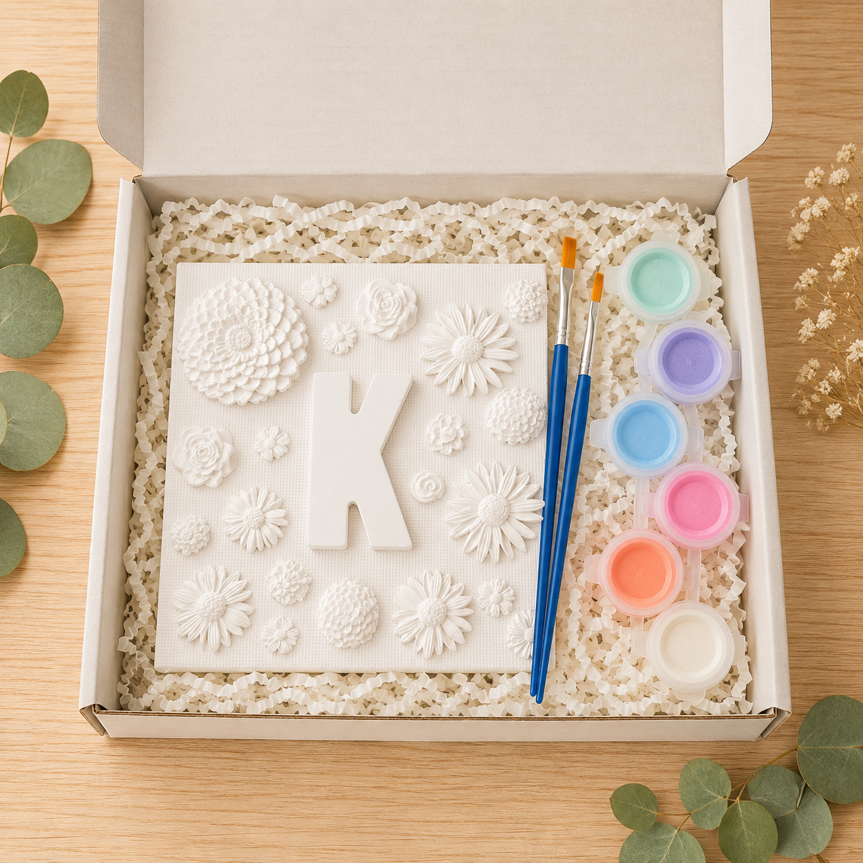 Floral Letter on Canvas DIY Paint Kit